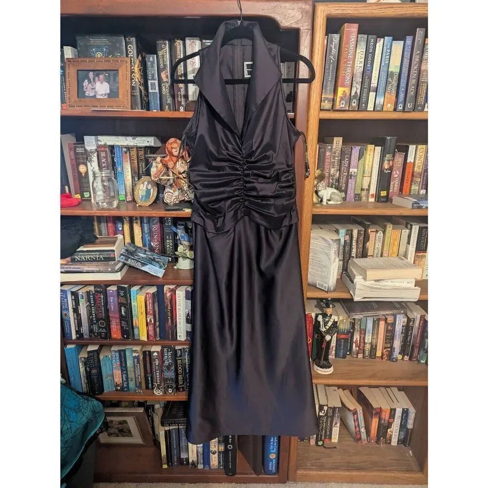Tadashi Shoji Women's US 10 Classic dark purple Gothic High Collared Dress